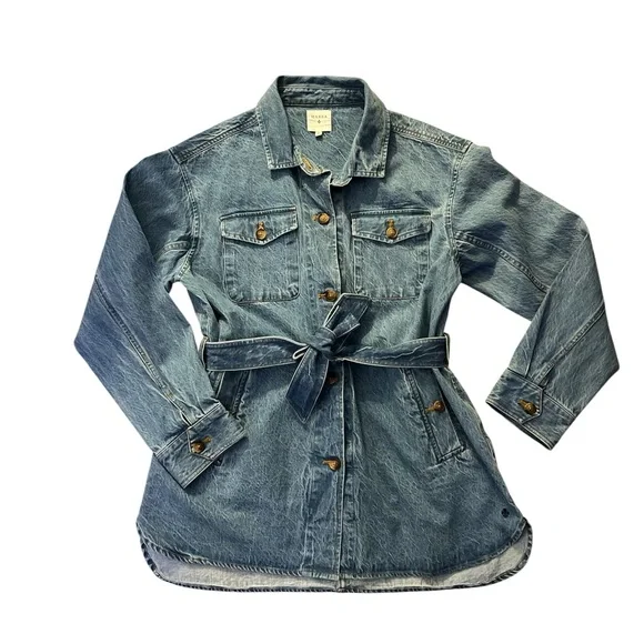 Marea By Liz Joy DENIM UTILITY JACKET - VINTAGE WASH SZ M - Picture 6 of 12